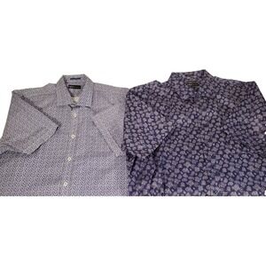 2 Neiman Marcus Button Up Shirt Men's 2XL Purple Blue XXL Paisley/ Geometriic